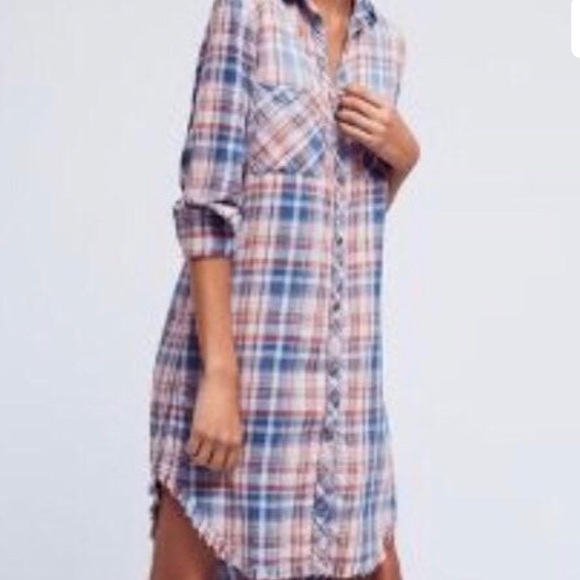 Cloth and stone plaid shirt dress Clearance